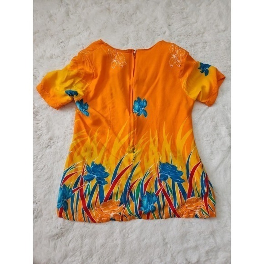 Tropical Floral 2 Piece Set Orange Yellow Blue Blouse and Maxi Skirt Outfit Y2K - Picture 11 of 12